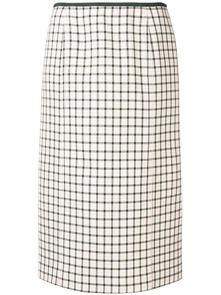 Fendi Straight Check Skirt - White