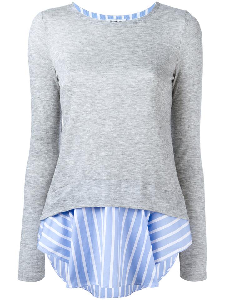 Dondup Shirt Trim Sweatshirt, Women's, Size: Medium, Grey, Cotton/polyamide/viscose