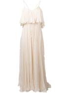 Mes Demoiselles Embroidered Flared Maxi Dress - Neutrals