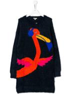 Kenzo Kids Bird Intarsia Sweater Dress - Blue