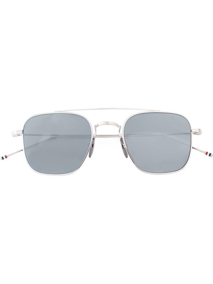 Thom Browne - Aviator Sunglasses - Unisex - Silver/titanium/glass - 50, Grey, Silver/titanium/glass
