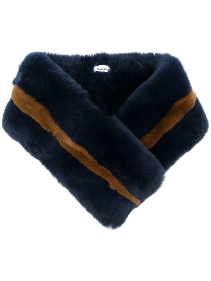 P.a.r.o.s.h. Fur Collar Scarf - Blue