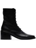 Ann Demeulemeester Black Lace-up Leather Ankle Boots