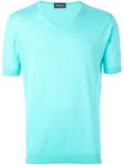 John Smedley Shortsleeved Knit Sweater, Men's, Size: Medium, Blue, Cotton