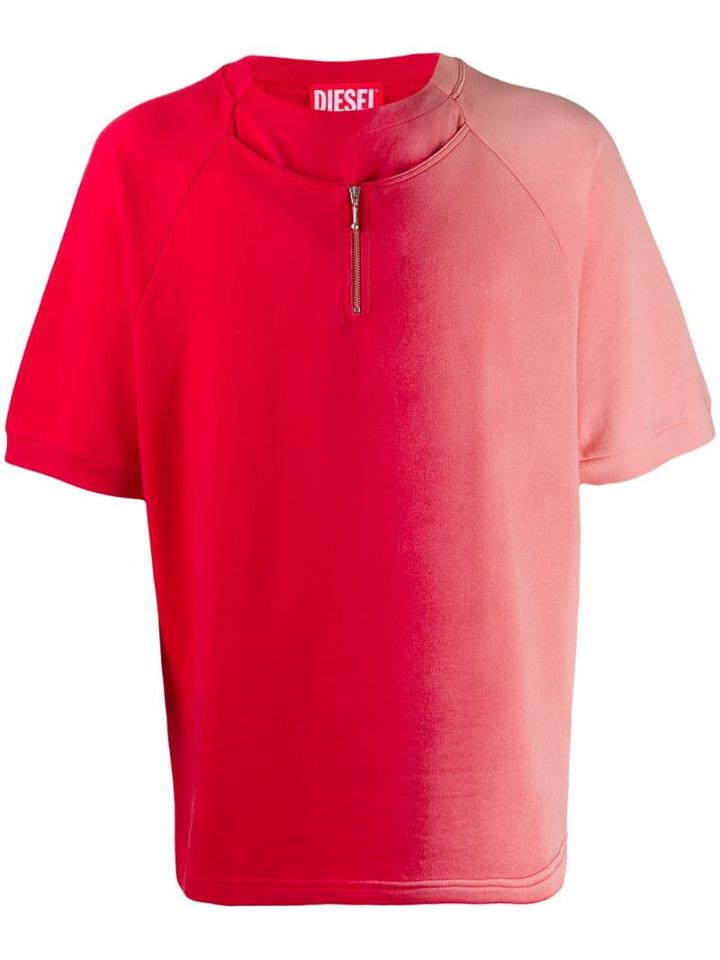Diesel Red Tag Half Zip Gradient T-shirt
