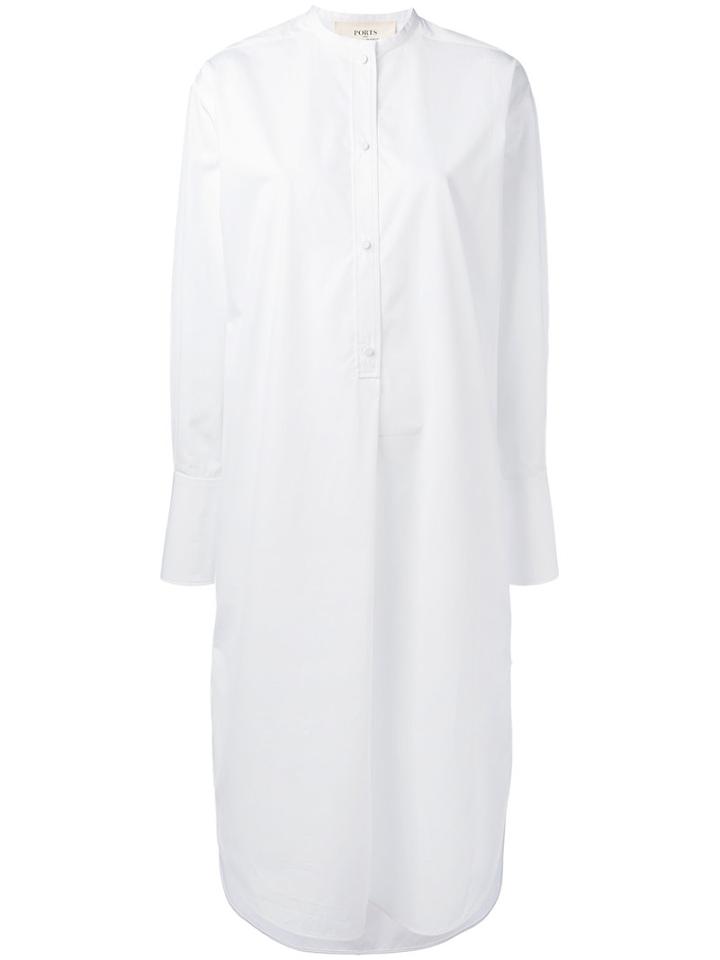 Ports 1961 - Curved Hem Shirt Dress - Women - Cotton - 42, White, Cotton