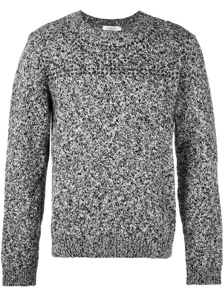 Valentino Studded Crew Neck Jumper, Men's, Size: Medium, Grey, Virgin Wool