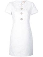 Michael Kors Embellished-button Matelassé Short Dress - White