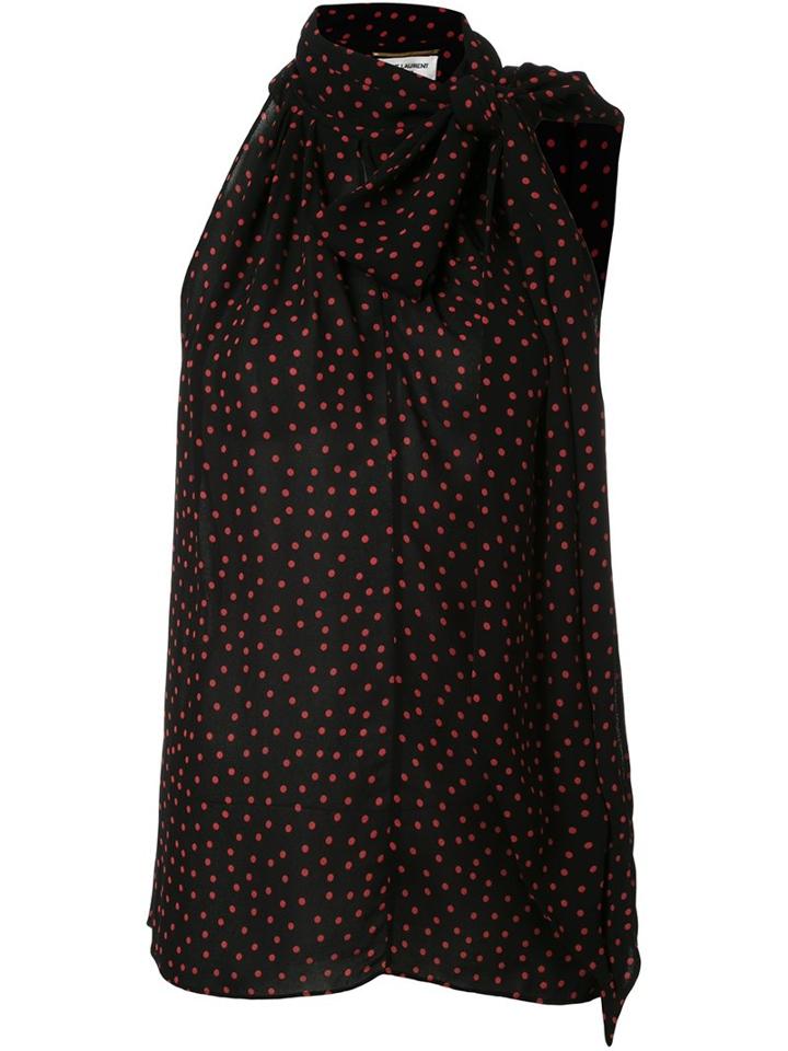 Saint Laurent Polka Dot Sleeveless Blouse