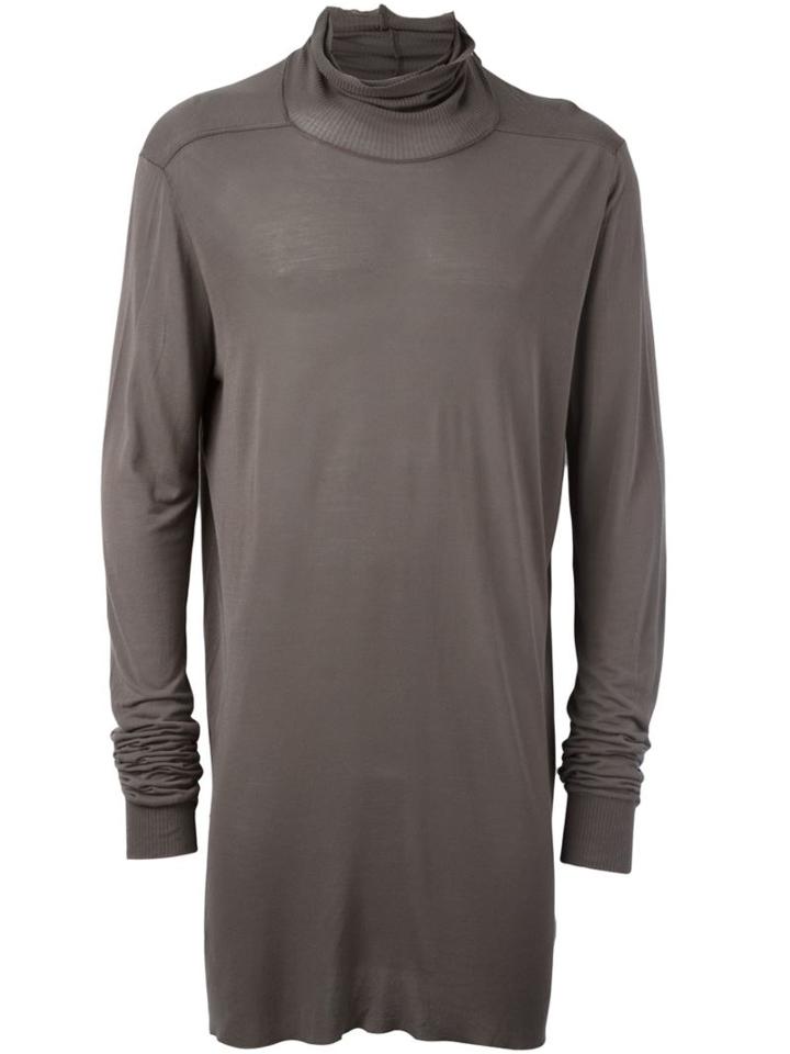 Rick Owens Draped Funnel Neck Top, Men's, Size: Small, Grey, Silk/viscose