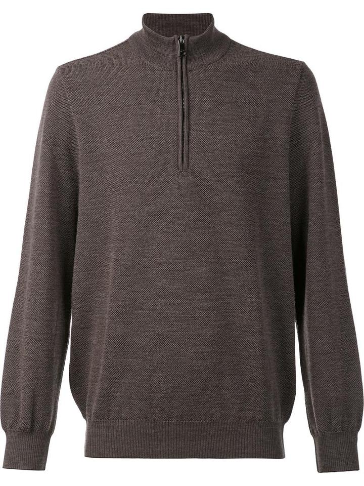 Paul & Shark Zipped Collar Fleece, Men's, Size: Xxl, Grey, Virgin Wool