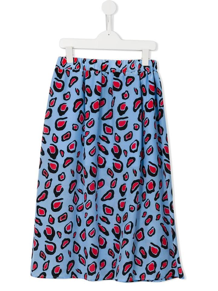 Msgm Kids Leopard Print Skirt, Girl's, Size: 6 Yrs, Blue