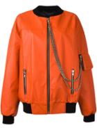 Misbhv Chain Detailed Bomber Jacket, Women's, Size: Xs/s, Yellow/orange, Leather