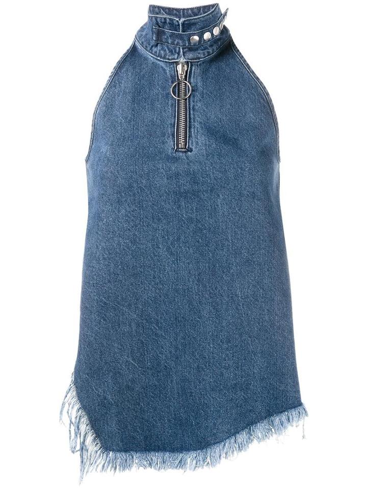 Marques'almeida Sleeveless Asymmetric Top, Women's, Size: Large, Blue, Cotton