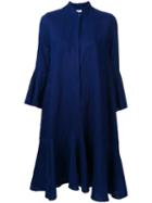 Scanlan Theodore Ruffle Sleeved Dress, Women's, Size: 8, Blue, Linen/flax