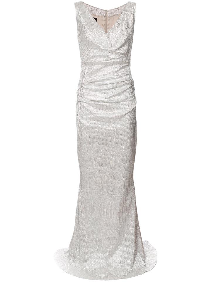 Talbot Runhof - Fitted Long Dress - Women - Polyester - 42, Grey, Polyester
