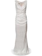 Talbot Runhof - Fitted Long Dress - Women - Polyester - 42, Grey, Polyester