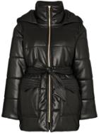 Nanushka Lenox Hooded Vegan Leather Puffer Jacket - Black