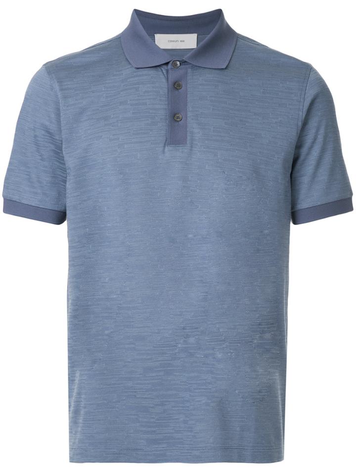 Cerruti 1881 Jacquard Effect Polo Shirt - Blue