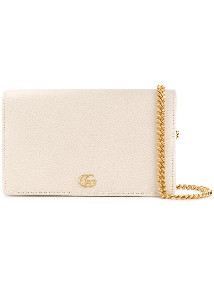 Gucci Gg Logo Clutch Bag - White