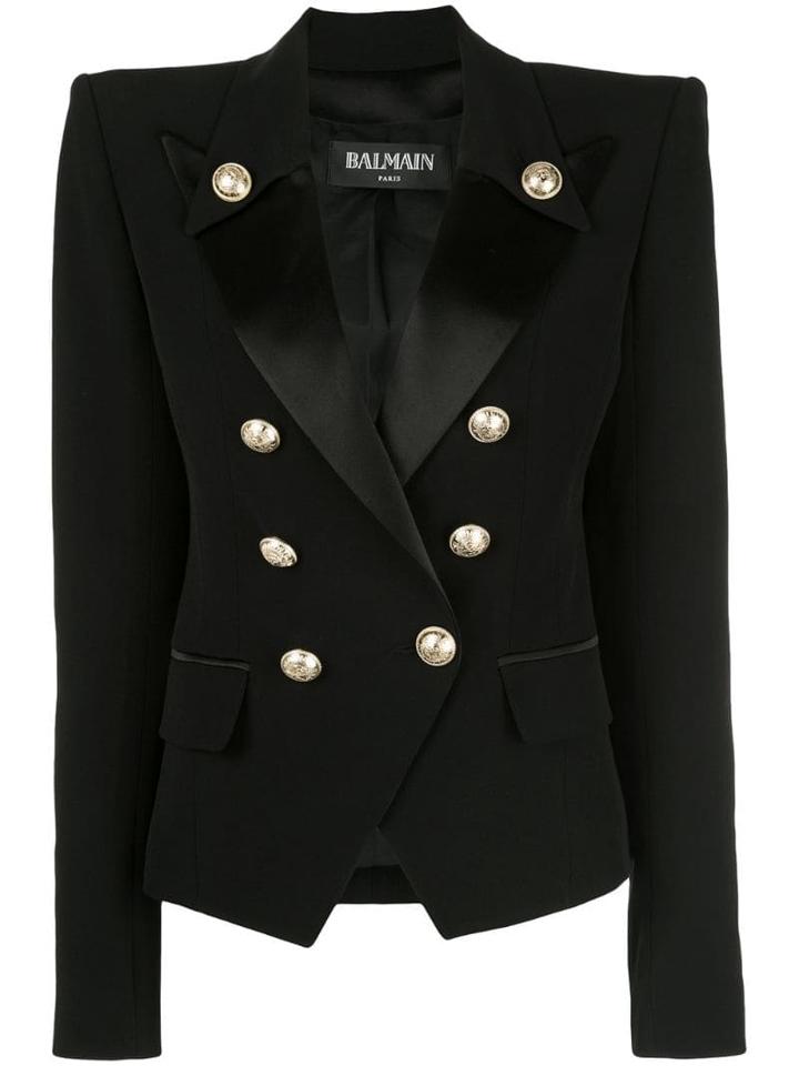 Balmain Structured Double Breasted Blazer - Black