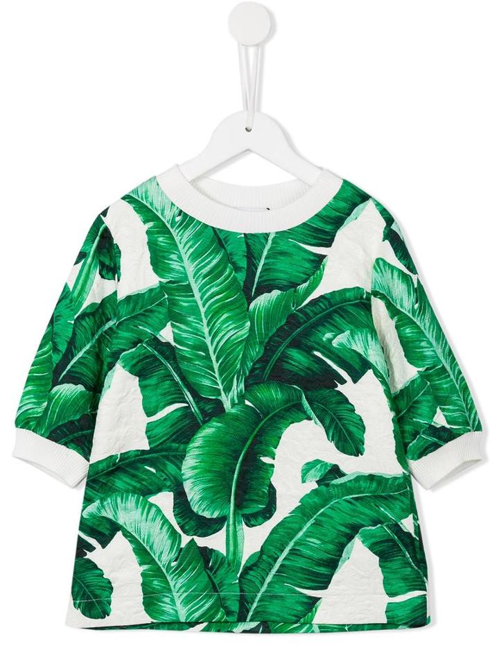 Dolce & Gabbana Kids Banana Leaf Print Sweatshirt, Girl's, Size: 8 Yrs, Green
