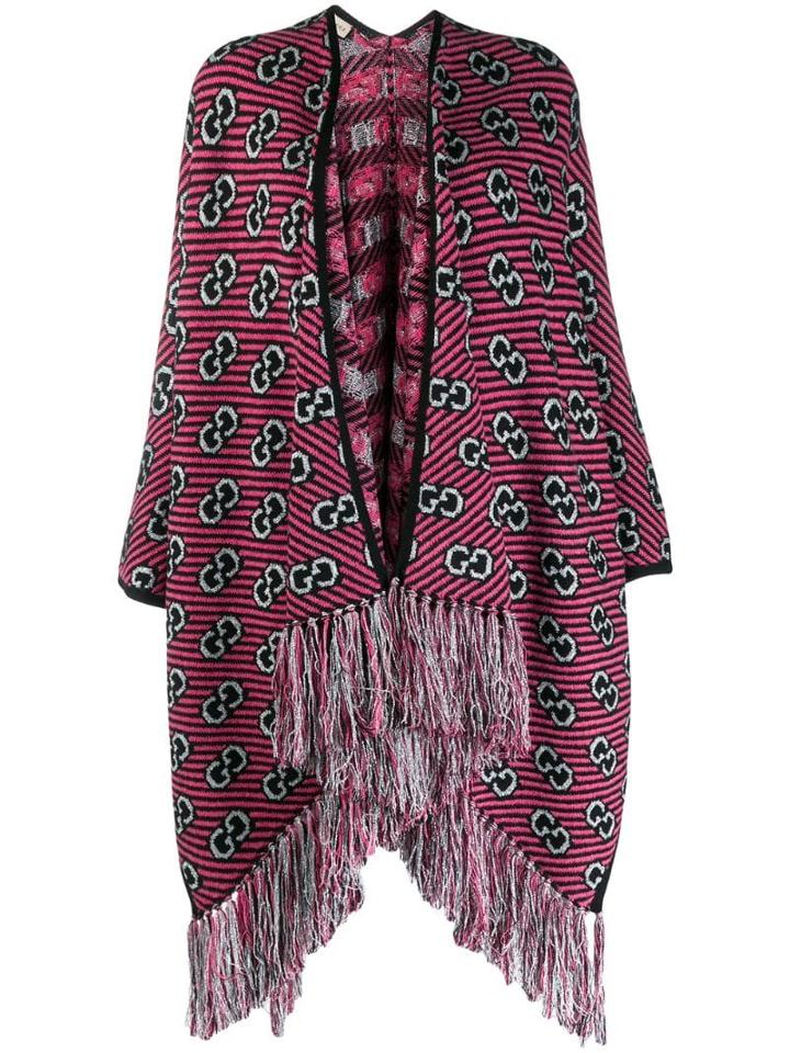 Gucci Gg Stripe Jacquard Poncho - Pink