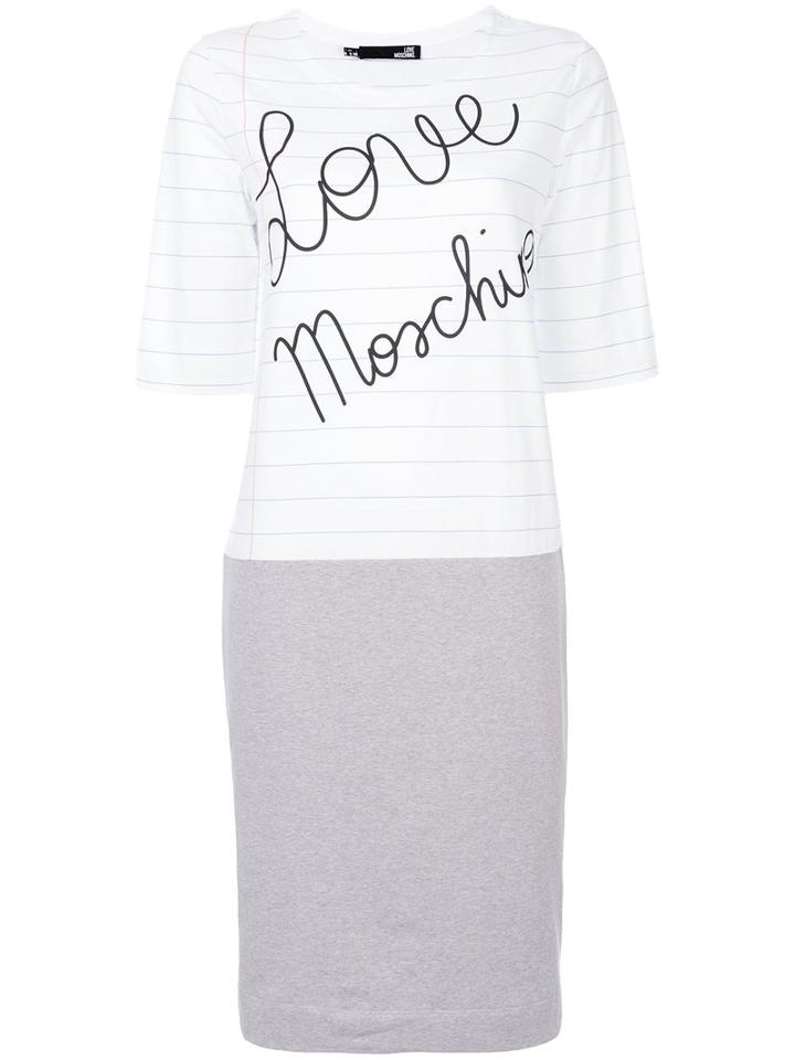 Love Moschino - Branded Notepad T-shirt - Women - Cotton/spandex/elastane - 42, White, Cotton/spandex/elastane