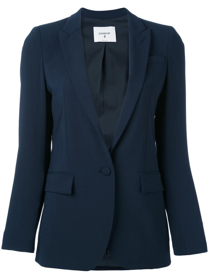 Dondup Button Up Blazer, Women's, Size: 42, Blue, Virgin Wool/spandex/elastane/polyester/acetate