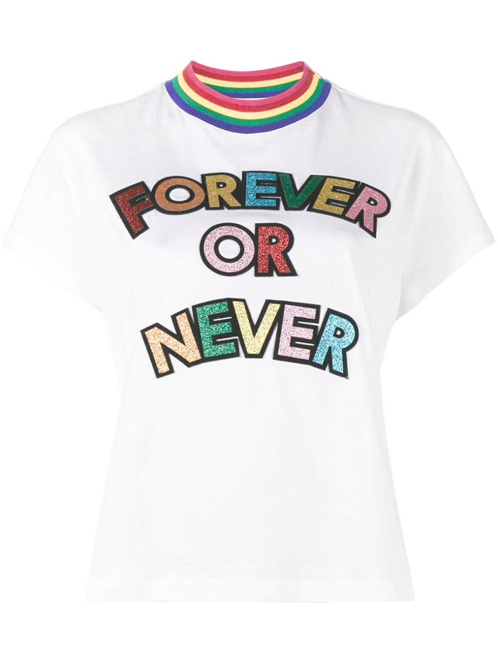 Mira Mikati Forever Or Never Glitter Embellished T-shirt - White