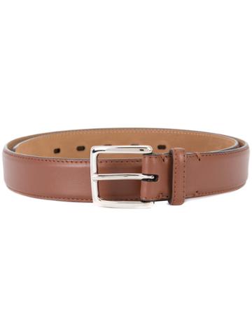 Simeone Napoli Square Buckle Belt, Men's, Size: 90, Brown, Leather