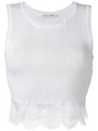 Alberta Ferretti Lace Hem Top, Women's, Size: 42, White, Cotton