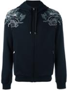 Dolce & Gabbana Embroidered Rose Zip Hoodie, Men's, Size: 54, Blue, Cotton/wool