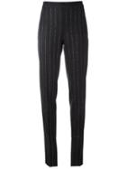 Cédric Charlier Striped Trousers, Women's, Size: 40, Blue, Virgin Wool/other Fibers