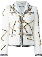 Moschino Chain Embellished Jacket, Women's, Size: 46, White, Cotton/polyester/rayon/other Fibres
