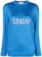 Alberta Ferretti Sunday Intarsia Knit Sweater - Blue
