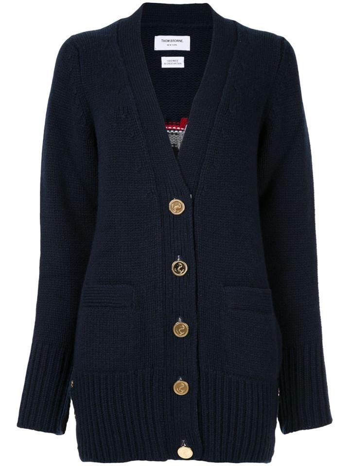 Thom Browne Lady Una Troubridge Intarsia Cardigan - Blue