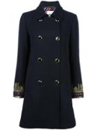 Bazar Deluxe Double Breasted Coat, Women's, Size: 46, Blue, Virgin Wool/polyamide
