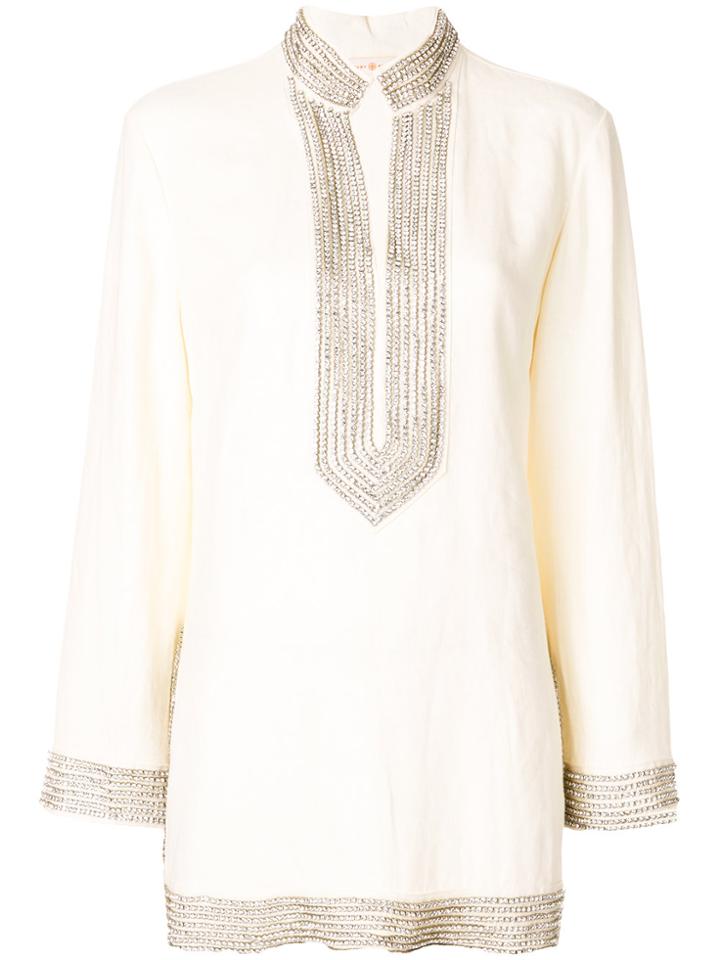 Tory Burch Embellished Tory Tunic - Nude & Neutrals