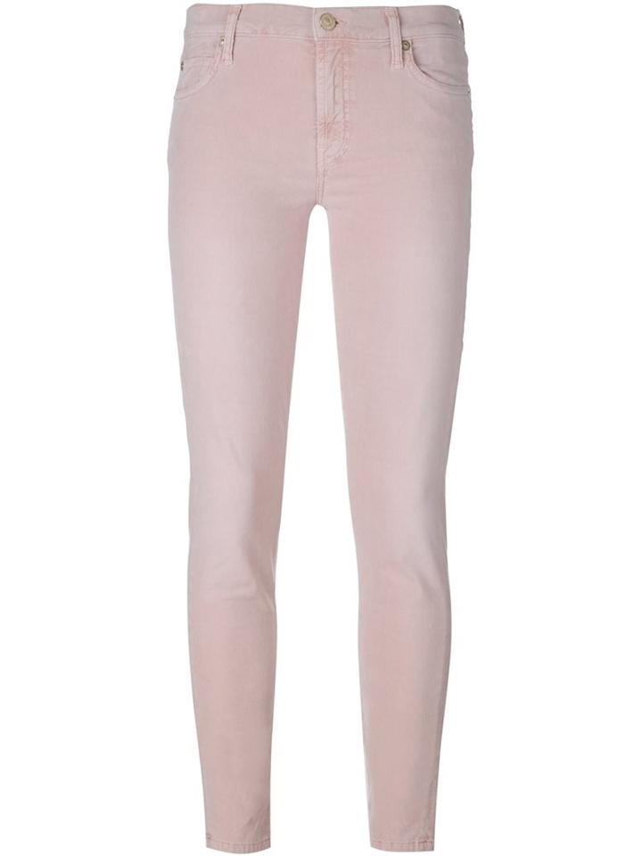 7 For All Mankind Skinny Trousers, Women's, Size: 30, Pink/purple, Cotton/viscose/spandex/elastane