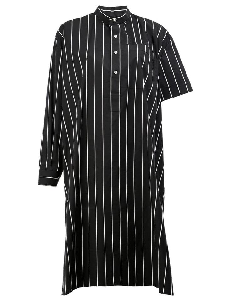Balenciaga Striped Asymmetric Sleeves Shirt, Women's, Size: 36, Black, Cotton
