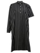Balenciaga Striped Asymmetric Sleeves Shirt, Women's, Size: 36, Black, Cotton