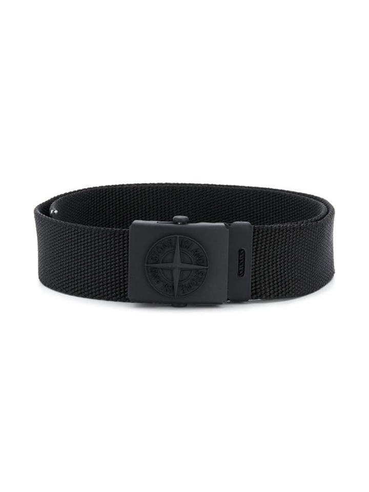 Stone Island Junior Teen Logo Plaque Belt - Black