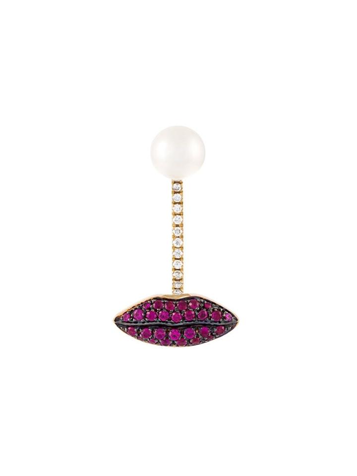 Delfina Delettrez 'lips Piercing' Ruby And Diamond Earring -