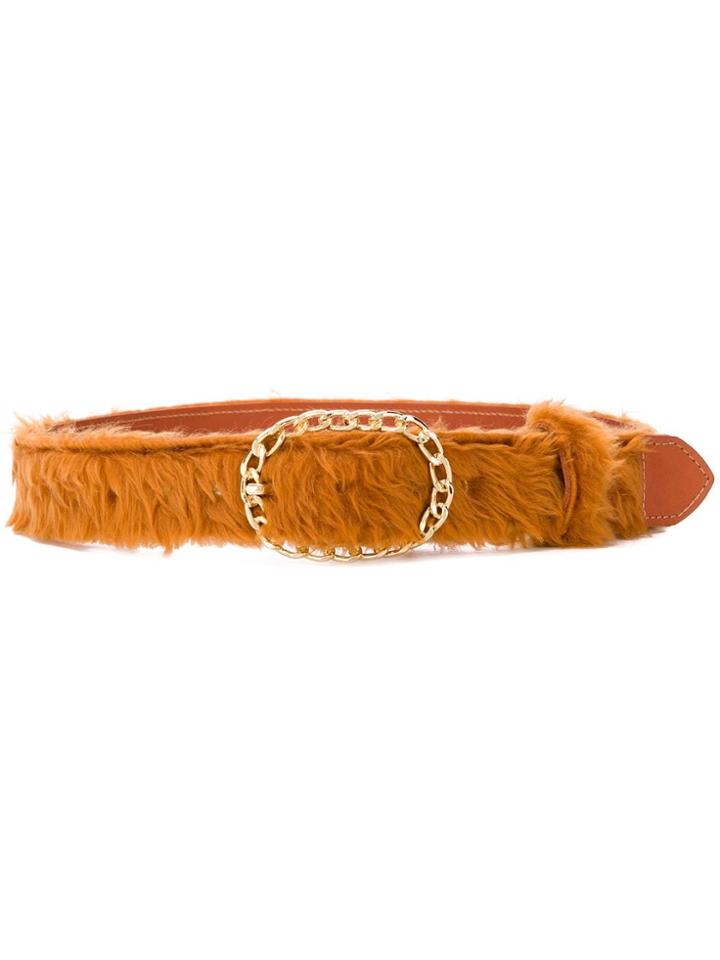 Martine Rose Faux Fur Buckle Belt - Brown