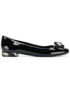 Salvatore Ferragamo Vara Crystal-embellished Ballerina Shoes - Black