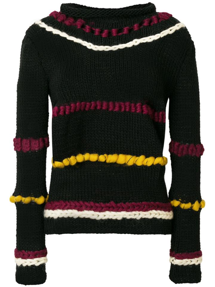 Oneonone Knit Contrast Panel Jumper - Black