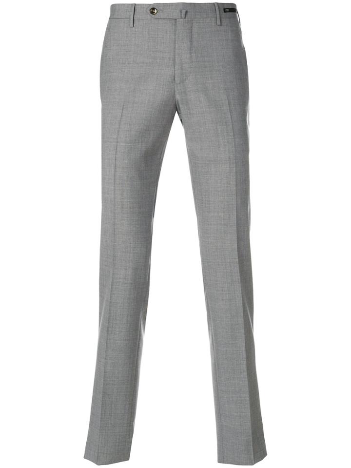 Pt01 Straight Leg Check Trousers - Grey