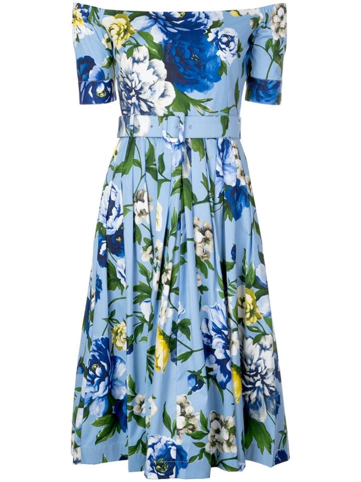 Samantha Sung Florance Floral Off-shoulder Dress - Blue