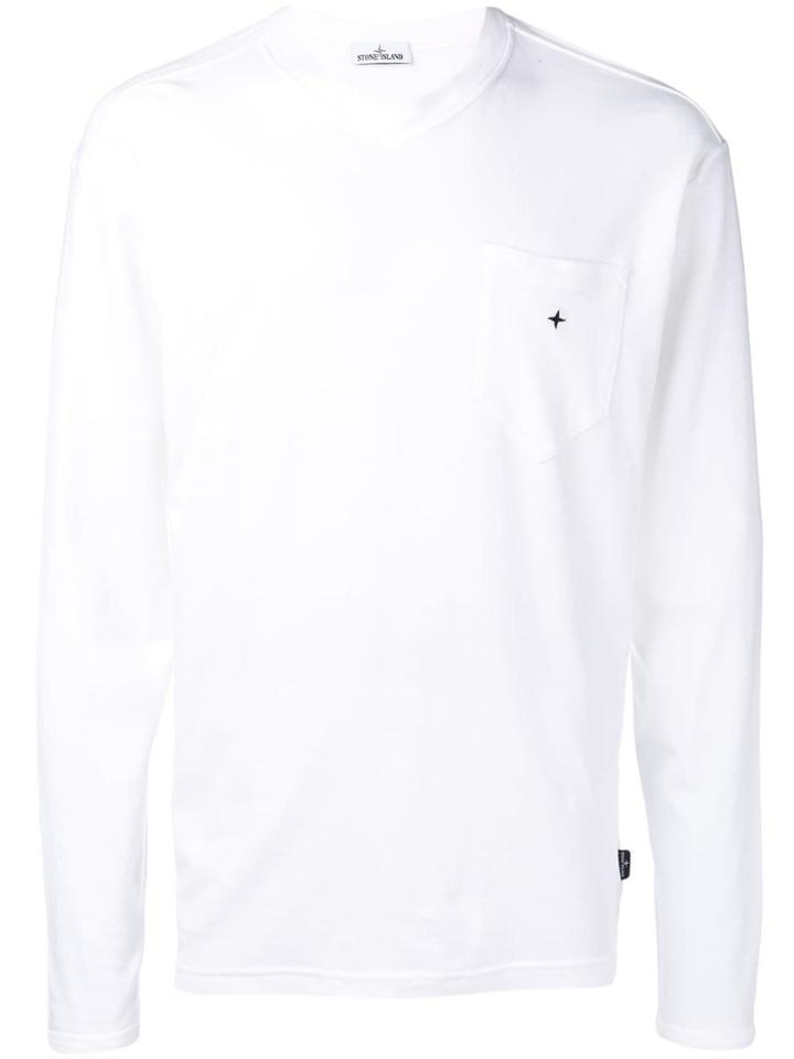 Stone Island Logo Embroidered Sweatshirt - White
